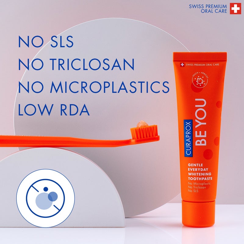 CURAPROX Be You Peach + Apricot Toothpaste | 60ml | Gentle Formula for Healthy Teeth & Gums | Refreshing Peach & Apricot Flavor, SLS-Free & Vegan-Friendly] - Image 3